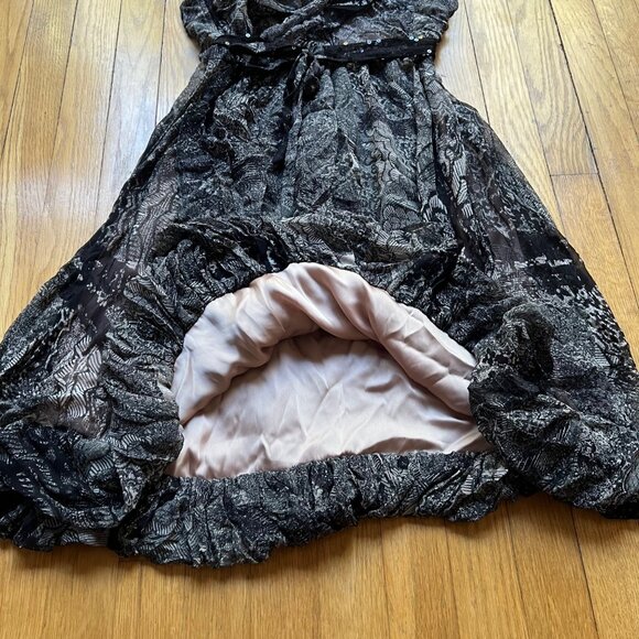 Tracy Reese Size 8 NEW Black & Beige Criss Cross Draped Frock Spliced Lace Dress - Picture 4 of 14